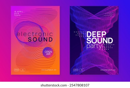 Sound Design. Violet Dance Background. Music Festival Template. Electro Invite. Techno Banner. Green Fest Set. Nightclub Audio Invitation. Blue Sound Design