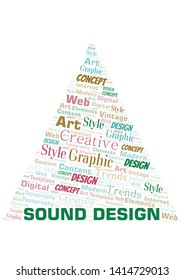 Sound Design word cloud. Wordcloud made with text only.