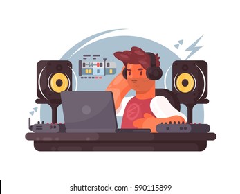 Sound designer on workplace