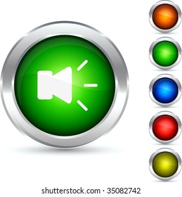 Sound detailed button. Vector illustration.