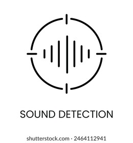 Sound Detection Line Vektorgrafik Symbol mit editierbarem Strich für die Platzierung auf der Verpackung des CCTV-Kamerasystems