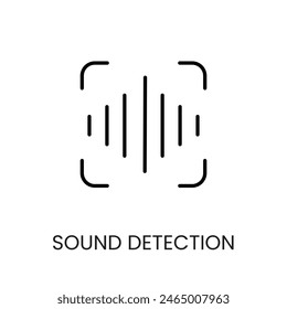 Icono de Vector de línea de detección de sonido con trazo editable para su colocación en el embalaje del sistema de cámara cctv