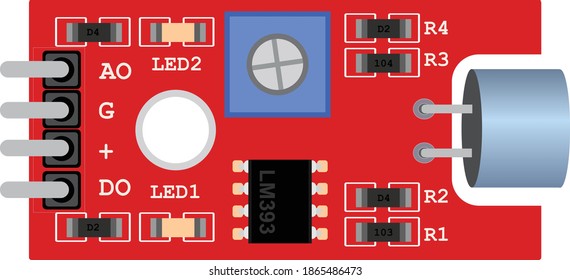 Draufsicht von verschiedenen Sensoren, die mit Arduino- und Mikrokontrollern kompatibel sind 