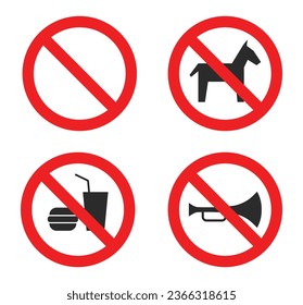 sound, dog, animal, food;forbidden prohibited warning red stop sign icon set