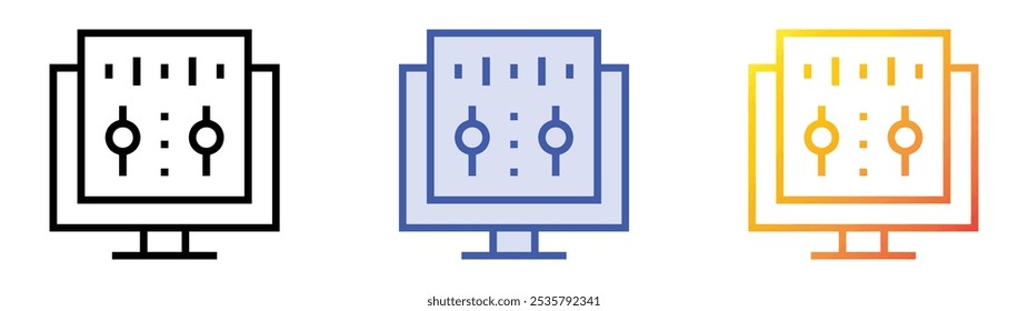 sound editing icon. Linear, Blue Fill and Gradient Style Design Isolated On White Background