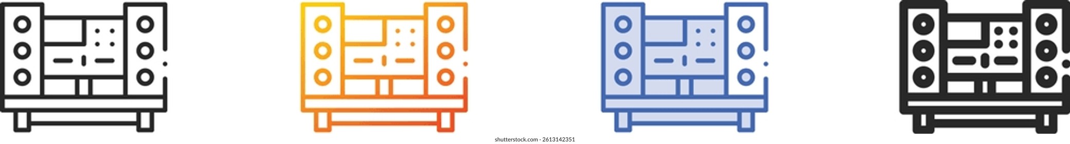 sound editing icon.Thin Linear, Gradient, Blue Stroke and bold Style Design Isolated On White Background