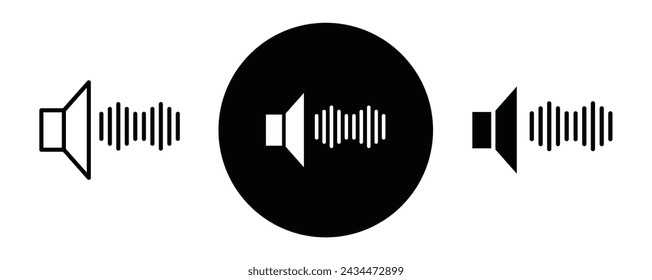 Colección o conjunto de iconos de esquema de efectos de sonido. Efecto de sonido Arte de línea de vector delgado