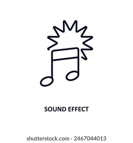 sound effect outline icon.  Thin line icon from cinema collection. Editable vector isolated on white background