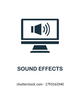 Icono de Efectos de sonido. Signo de elemento creativo de la colección de desarrollo de juegos. Icono de efectos de sonido monocromo para plantillas, infografías y más.