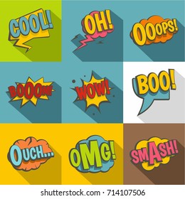 Sound effects icon set. Flat style set of 9 sound effects vector icons for web design