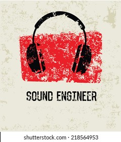 Sound engineer grunge symbol,clean vector