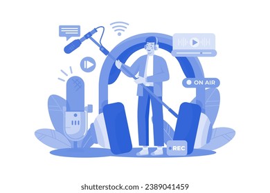 Sound Engineer Illustration concept on a white background