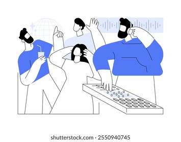 Sound engineer isolated cartoon vector illustrations. Audio engineer adjusting sound in nightclub, entertainment business, professional people, music mixing services vector cartoon.