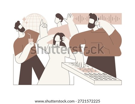 Sound engineer isolated cartoon vector illustrations. Audio engineer adjusting sound in nightclub, entertainment business, professional people, music mixing services vector cartoon.