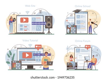 Sound engineer online service or platform set Music production industry