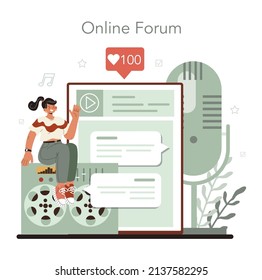 Sound Engineer Online Service Or Platform. Music Production Industry, Sound Recording In A Studio. Soundtrack Creator. Online Forum. Flat Vector Illustration