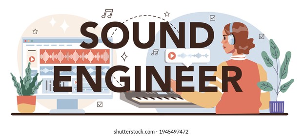 Cabecera tipográfica de ingeniero de sonido. Industria de la producción musical