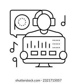 sound engineer video production film line icon vector. sound engineer video production film sign. isolated contour symbol black illustration