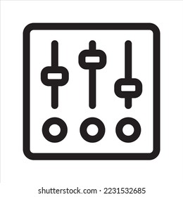 Sound equalizer control settings icon. Sound adjustment vertical icon. Vector and glyph