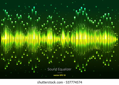 Sound Equalizer green. Vector 