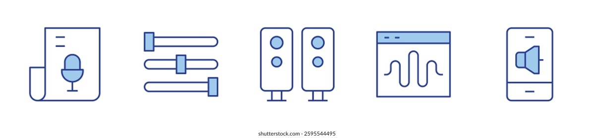 sound, equalizer, music, audio, home theater. Audio Icon vector illustration. Line Duotone style. Editable stroke.
