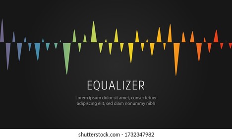 Sound-Equalizer-Muster, Musik-Digital-Welle, grafische Stimmtune-Wellenlinie, Klangwellenspektrum, farbiges visuelles Signal, isolierte Vektorgrafik,