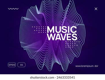 Sound Event. Night Club Banner. Electro Vector. Party Trance Template. Soundwave Radio Invitation. Violet Edm Background. Pink Dance Design. Blue Sound Event