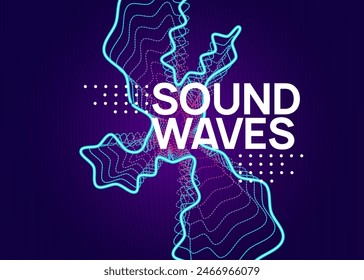 Sound Event. Soundwave Radio Illustration. Violet Music Background. Dance Festival Graphic. Fest Set. Blue Techno Poster. Electro Invite. Green Sound Event