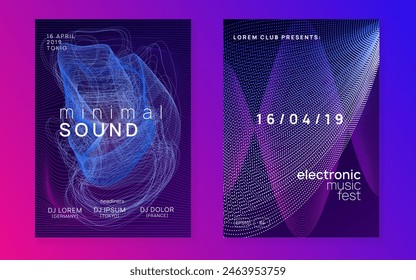 Sound Event. Trance Vector. Blue Party Banner. Pink Fest Background. Nightclub Disco Illustration. Dance Festival Graphic. Dj Flyer. Violet Sound Event