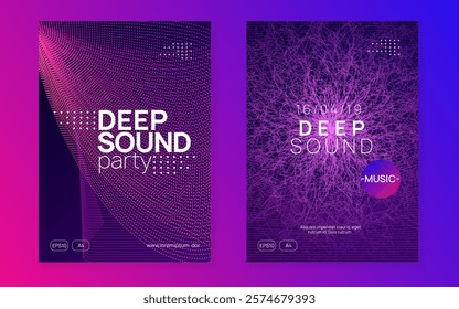 Sound Event. Violet Techno Design. Night Club Flyer. Blue Dance Magazine. Concert Vector. Electronic Audio Illustration. Discotheque Trance Template. Pink Sound Event