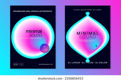 Sound Fest. Elegant Pattern For Invitation Concept. Modern Effect For Brochure. Cool Neon Poster. Disco And Carnival Template. Purple And Blue Sound Fest
