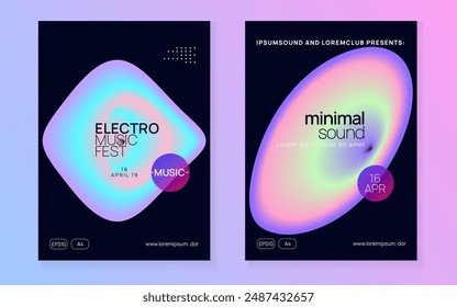 Sound Fest. House And Concert Design. Bright Electronic Banner. Cool Glitch For Cover. Futuristic Pattern For Invitation Concept. Pink And Blue Sound Fest