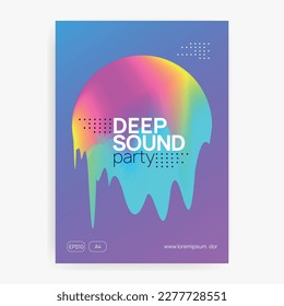 Sound Fest. Wavy Glitch For Brochure. Abstract Background For Magazine Shape. Fun Electronic Flyer. Music And Concert Concept. Pink And Blue Sound Fest