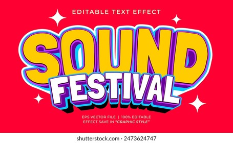 Sound festival editable text effect retro and vintage style