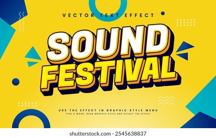 Sound festival editable vector text effect with yellow theme. Suitable for music event party