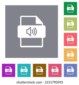 Tipo de archivo de sonido iconos planos en fondo cuadrado de color sencillo