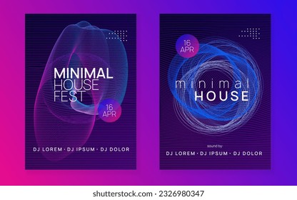 Sound flyer. Cool concert magazine set. Dynamic fluid shape and line. Neon sound flyer. Electro dance music. Electronic fest event. Club dj poster. Techno trance party.