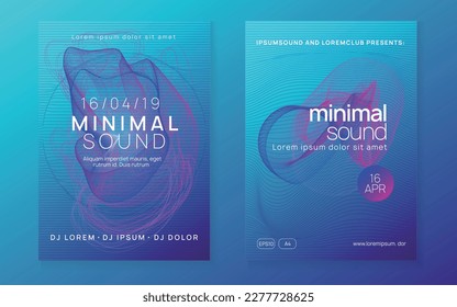 Sound flyer. Cool discotheque magazine set. Dynamic gradient shape and line. Neon sound flyer. Electro dance music. Electronic fest event. Club dj poster. Techno trance party.