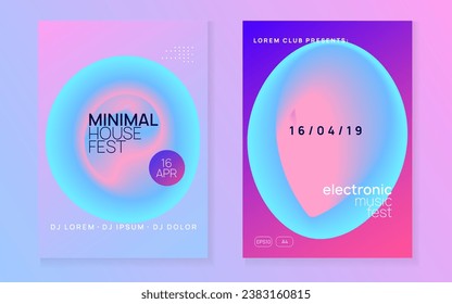 Sound Flyer. Cool Electro Fest. Techno And Nightlife Layout. Fun Art For Presentation. Abstract Background For Invitation Concept. Pink And Blue Sound Flyer