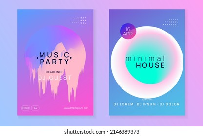 Sound Flyer. Cool Neon Banner. Creative Background For Invitation Vector. Indie Effect For Set. Club And Discotheque Concept. Purple And Turquoise Sound Flyer