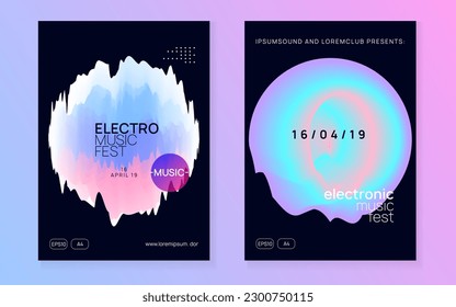 Sound Flyer. Dance And Nightlife Concept. Cool Disco Party. Abstract Pattern For Cover Design. Fun Art For Invitation. Pink And Blue Sound Flyer