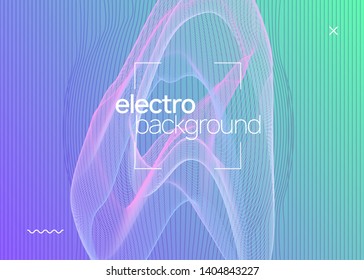 Sound flyer. Dynamic fluid shape and line. Energy show banner template. Neon sound flyer. Electro dance music. Electronic fest event. Club dj poster. Techno trance party.