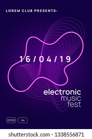 Sound flyer. Dynamic gradient shape and line. Futuristic show invitation layout. Neon sound flyer. Electro dance music. Electronic fest event. Club dj poster. Techno trance party.