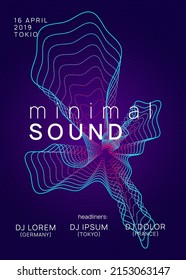 Sound flyer. Futuristic show invitation concept. Dynamic gradient shape and line. Neon sound flyer. Electro dance music. Electronic fest event. Club dj poster. Techno trance party.