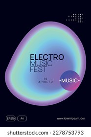 Sound Flyer. Geometric Background For Brochure Shape. Indie Neon Poster. Techno And Show Layout. Modern Glitch For Magazine. Purple And Turquoise Sound Flyer