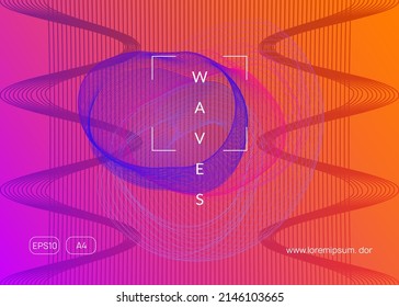Sound flyer. Trendy concert cover design. Dynamic fluid shape and line. Neon sound flyer. Electro dance music. Electronic fest event. Club dj poster. Techno trance party.