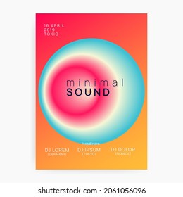 Sound Flyer. Wave Glitch For Set. Elegant Background For Brochure Layout. House And Exhibition Design. Linear Techno Event. Pink And Blue Sound Flyer