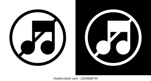 Sound Forbidden. Glyph Icon in White and Black Version.