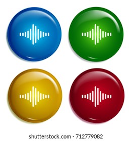 Sound Frecuency multi color gradient glossy badge icon set. Realistic shiny badge icon or logo mockup