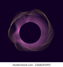 Sound futuristic radial wave. Flow of wavy lines music noise. Fluctuation of the frequency of sound pulses in space. Abstract equalizer concept for use in your graphic design. Vector ilustration.